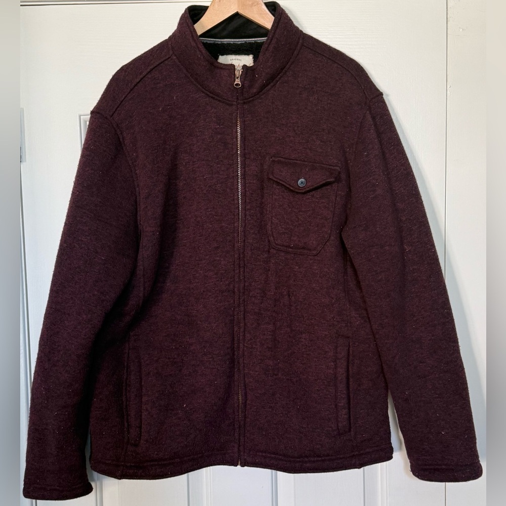 Weatherproof Vintage Full-Zip Jacket Sherpa-Lined Maroon XL – Warm Casual